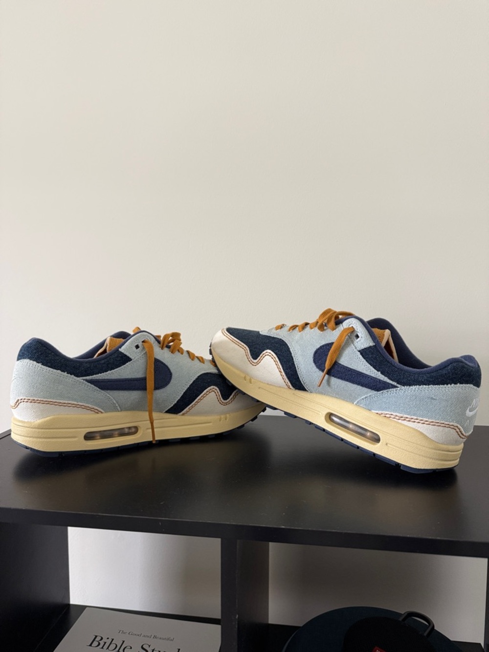 Nike Suede Low-Top Sneakers in Light Blue, Navy & Tan - Picture 3 of 3